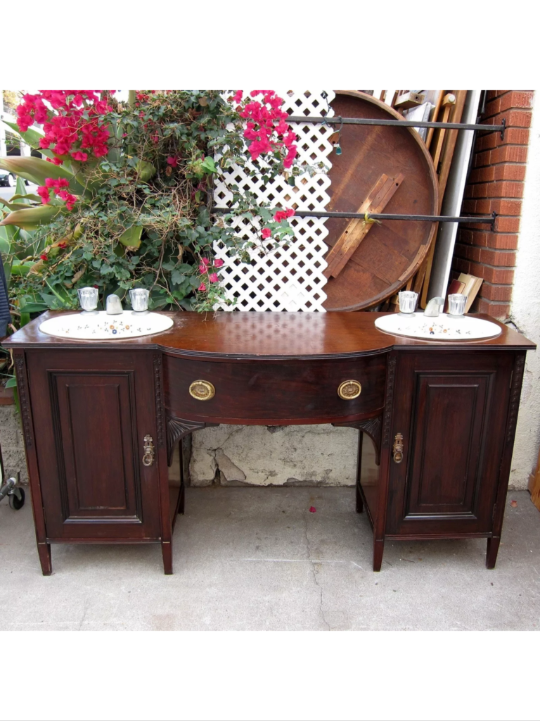 $225 Double Sink in Buffet. Loads of room for storage. GREAT with new hardware