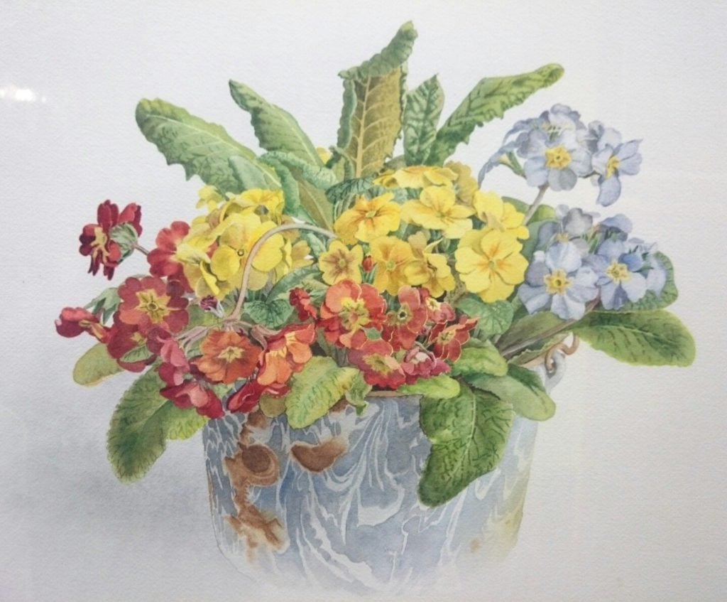 NH BRUCE PAINTING Vintage Watercolor Floral Garden ...